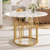 Runder Esstisch in Marmoroptik 100x100x76 cm mit goldenen Metallbeinen