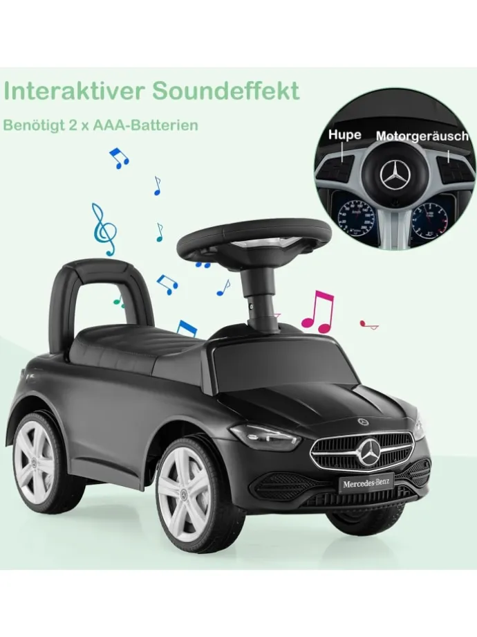 Rutschfahrzeug mit Stauraum unter dem Sitz in Schwarz