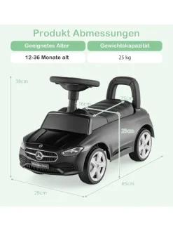 Rutschfahrzeug mit Stauraum unter dem Sitz in Schwarz