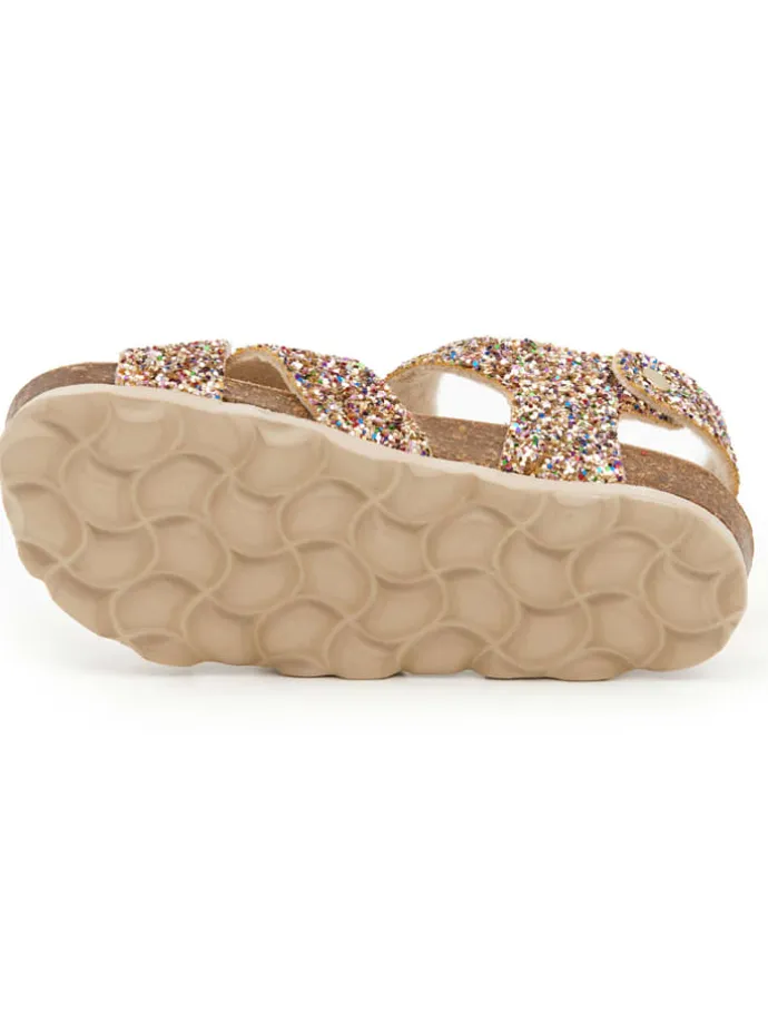 Sandalen in Gold/ Bunt