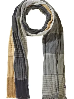 Schal in Khaki/ Dunkelblau/ Gelb