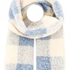 Schal "Karo & Teddy" in Creme/ Hellblau - (L)180 x (B)60 cm