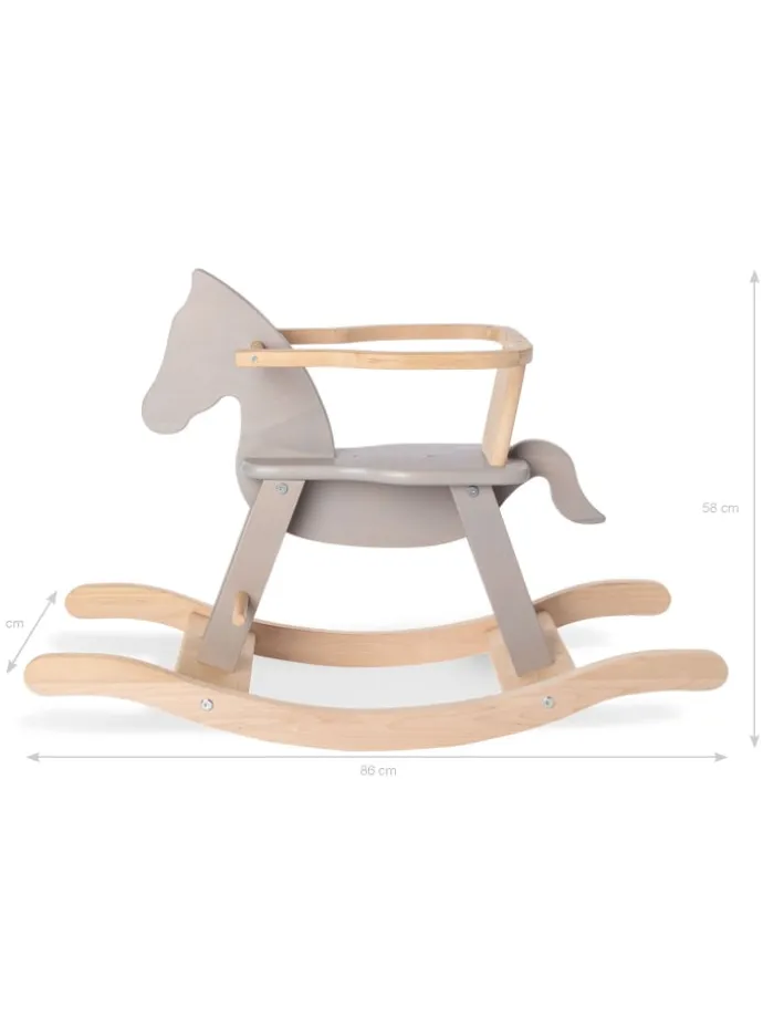 Schaukelpferd Pinolino mit Ring, grau/natur, 86 x 31 x 58 cm