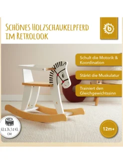 Schaukeltier aus Holz Zebra in Weiß