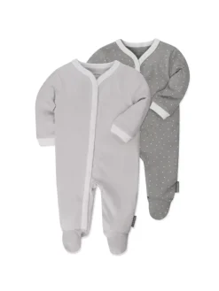 Schlafanzug 2er Pack Pyjama Einteiler - Grau in grau