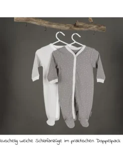 Schlafanzug 2er Pack Pyjama Einteiler - Grau in grau