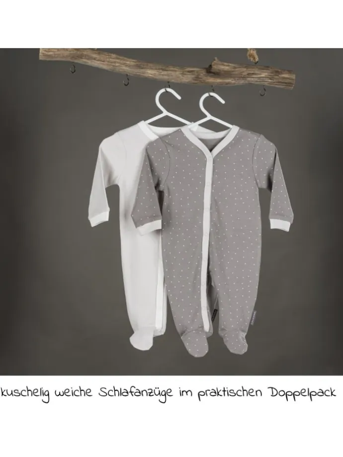 Schlafanzug 2er Pack Pyjama Einteiler - Grau in grau
