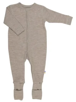 Schlafoverall Merino-Wolle in sesam melange