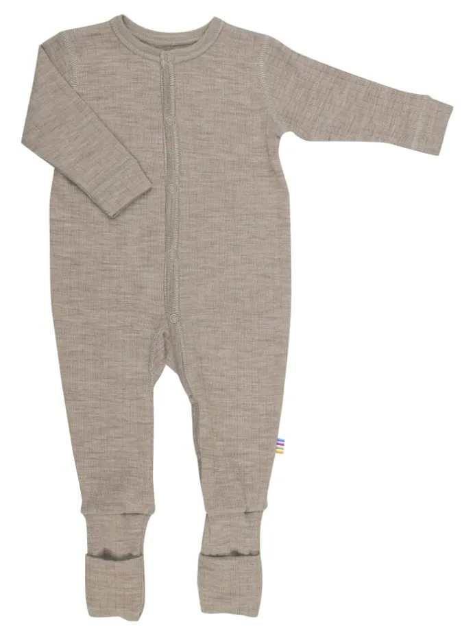 Schlafoverall Merino-Wolle in sesam melange