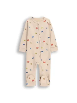 Schlafoverall mit Füßen in beige