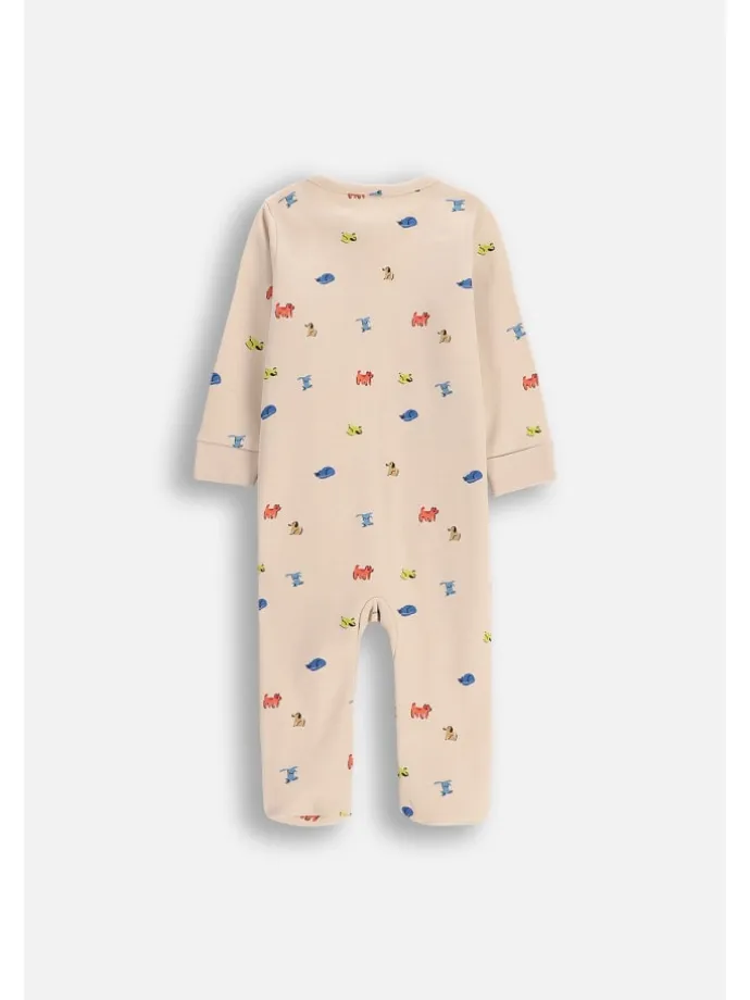 Schlafoverall mit Füßen in beige