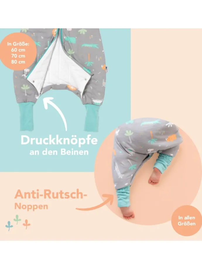 Schlafsack mit Füßen und umklappbaren Bündchen 1.0 TOG in Türkis