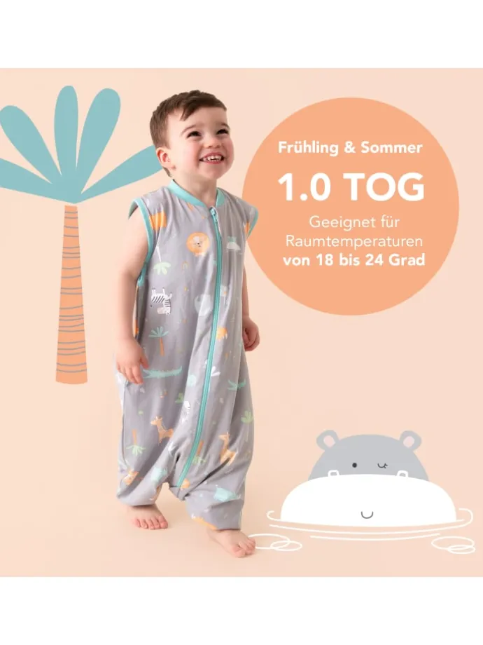 Schlafsack mit Füßen und umklappbaren Bündchen 1.0 TOG in Türkis