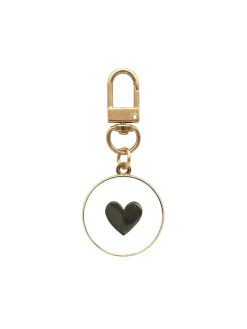 Schlüsselanhänger "Herz" in Gold/ Weiß/ Schwarz - (L)6,8 cm