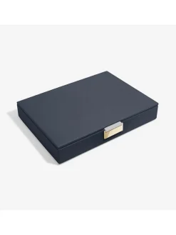 Schmuckkasten "Classic" in Dunkelblau - (B)25 x (H)18 x (T)4,2 cm