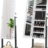 Schmuckschrank LED mit Rollen 4 in 1 in Weiß