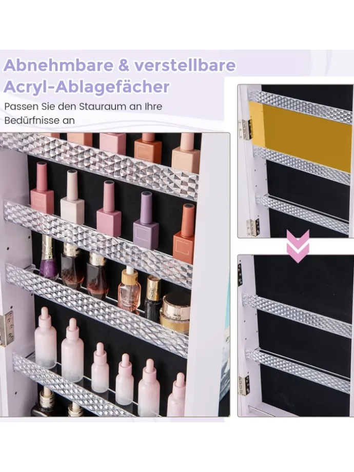 Schmuckschrank LED mit Rollen in Lila