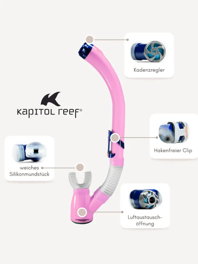 Schnorchel Ventilschnorchel Tauchen Kapitol Reef Profiqualität pink