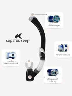 Schnorchel Ventilschnorchel Tauchen Kapitol Reef Profiqualität schwarz