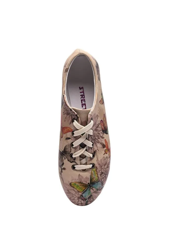 Schnürschuhe in Beige/ Braun/ Bunt