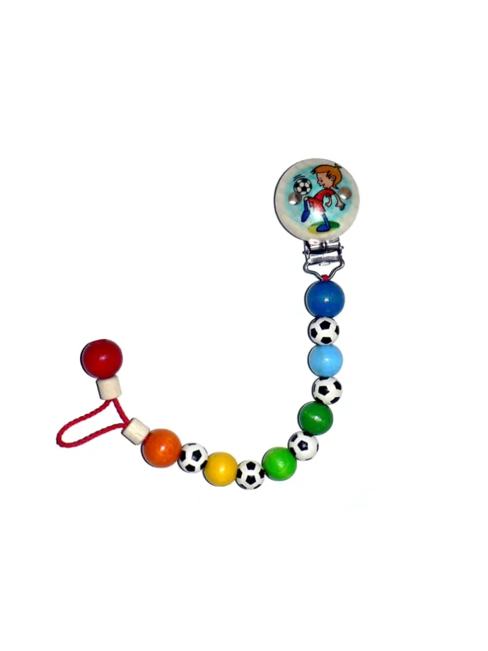Schnullerkette "Fußball" in Bunt