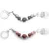 Schnullerkette mit Silikon-Perlen & Gummiring in rosa,grau
