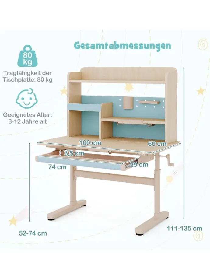 Schreibtisch Kinder in Blau