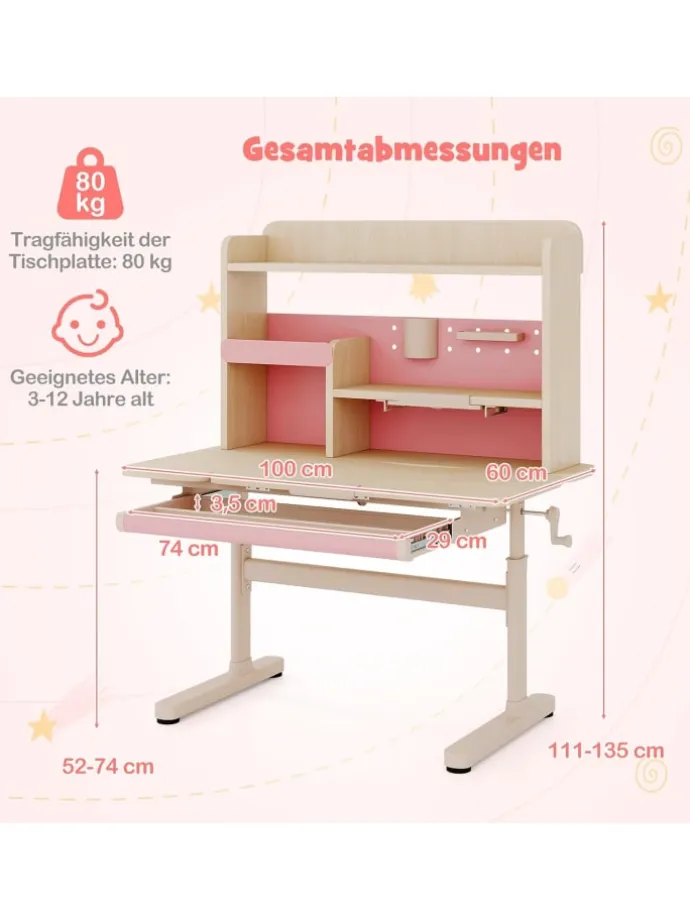 Schreibtisch Kinder in Rosa