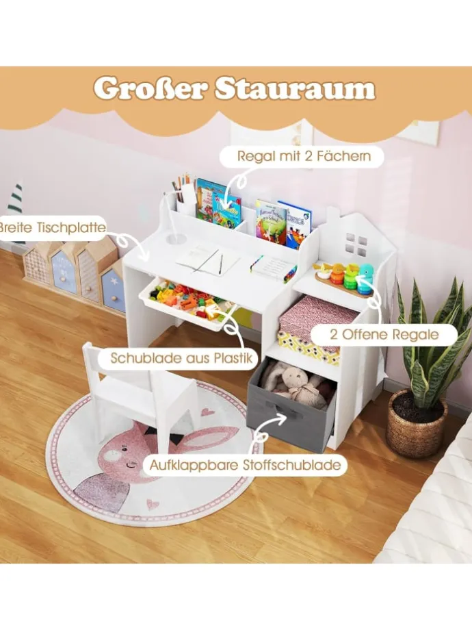 Schreibtisch Kinder mit Stuhl in Weiß