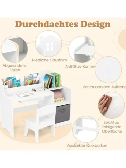 Schreibtisch Kinder mit Stuhl in Weiß