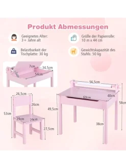 Schreibtisch Set ab 3 Jahren in Rosa