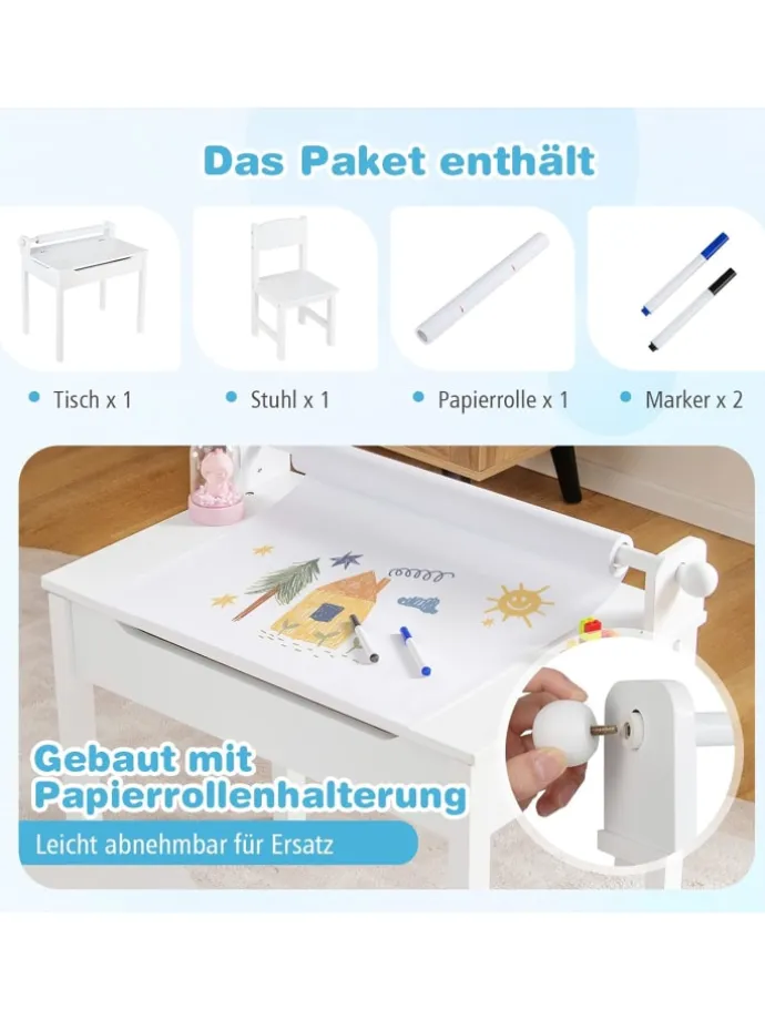 Schreibtisch Set ab 3 Jahren in Weiß