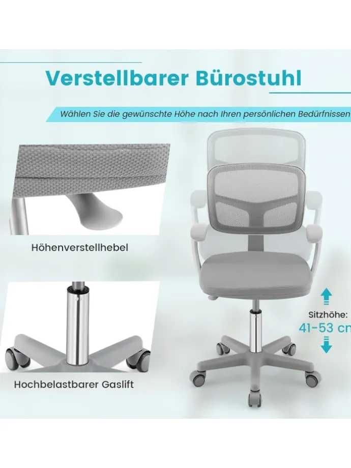 Schreibtischstuhl 3-10 Jahren Drehbar in Grau