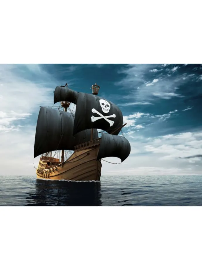 Schreibtischunterlage "Piratenschiff Muster" in Schwarz/Blau (L)60 x (B)40