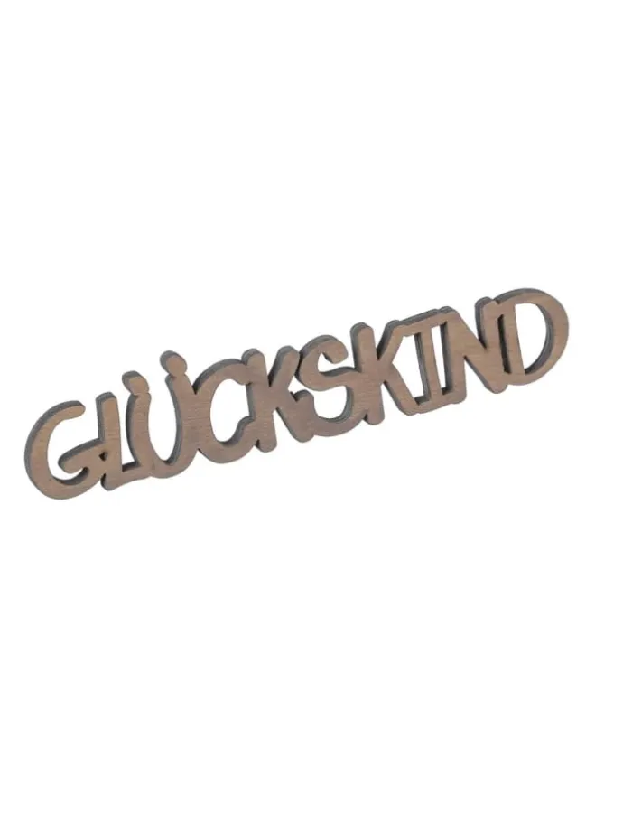 Schriftzug GLÜCKSKIND Holzschild Dekoschild 17,5x3,5cm in braun