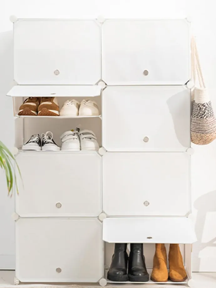 Schuhschrank in Weiß - (B)84 x (H)160 x (T)32 cm