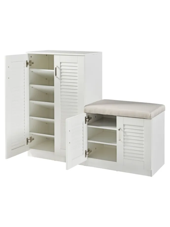 Schuhschrank Løten in Weiß (H)97cm (B)120cm
