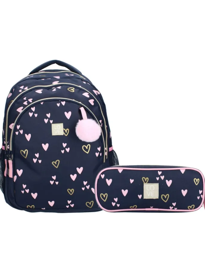 Schulrucksack & Federmäppchen Milky Kiss 34 Liter in Heart Of Gold