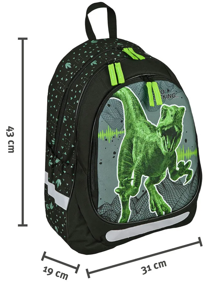 Schulrucksack "Jurassic World" in Schwarz/ Grün - (B)31 x (H)43 x (T)19 cm