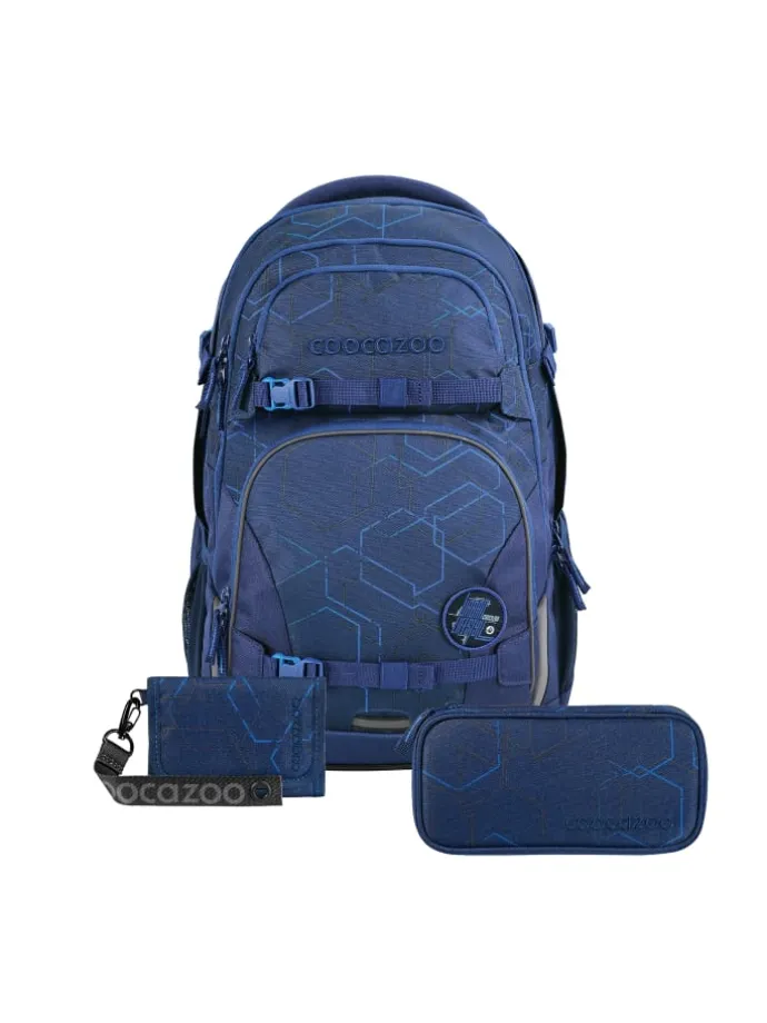Schulrucksack-Set PORTER, Mäppchen Geldbörse in Blue Motion