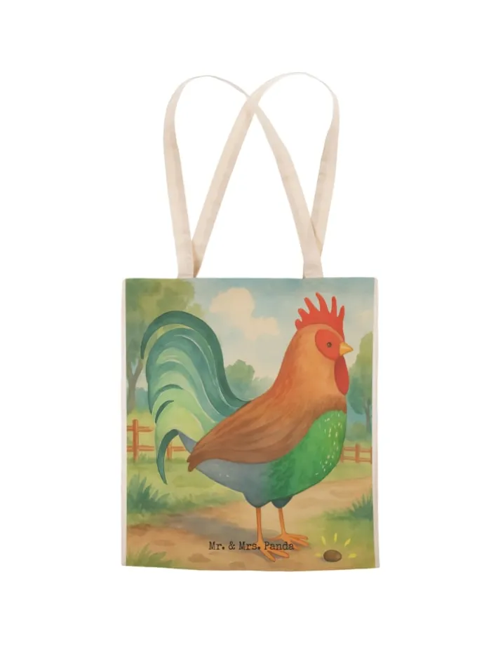 Schultertasche Hahn Korn Design ohne Spruch in Weiß