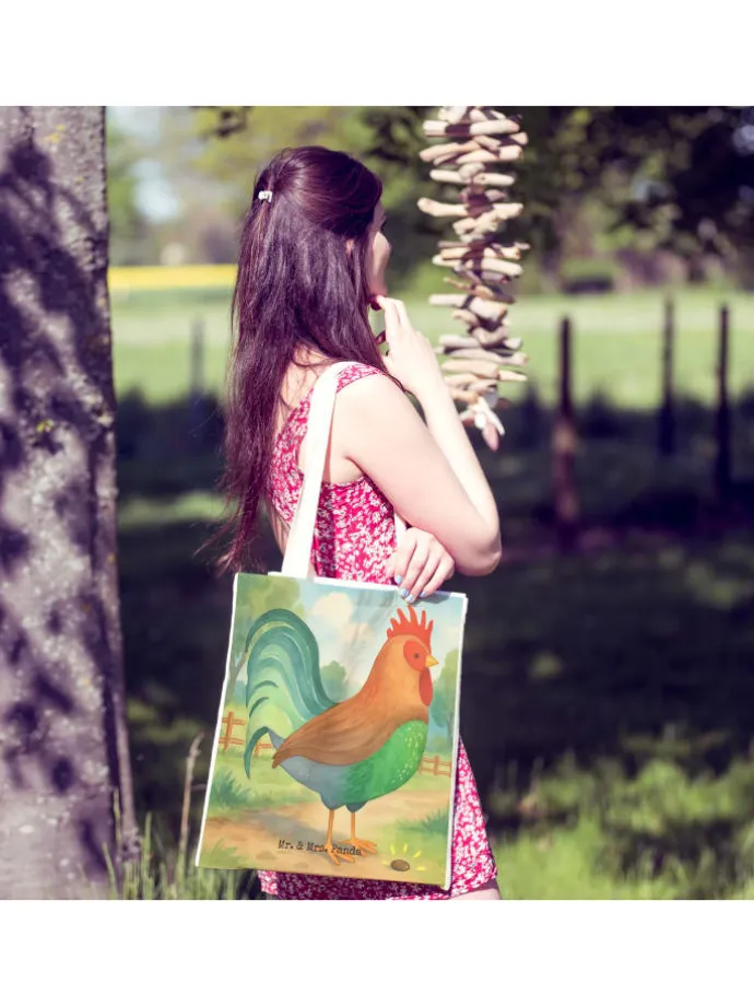 Schultertasche Hahn Korn Design ohne Spruch in Weiß