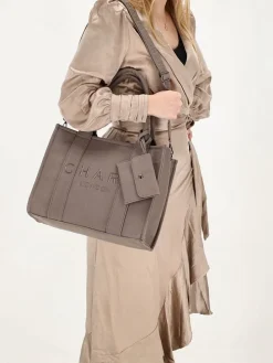 Schultertasche in Grau - (B)34 x (H)27 x (T)15 cm