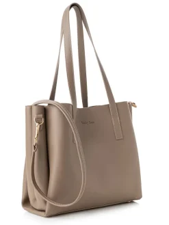 Schultertasche in Taupe - (B)32 x (H)27 x (T)13 cm