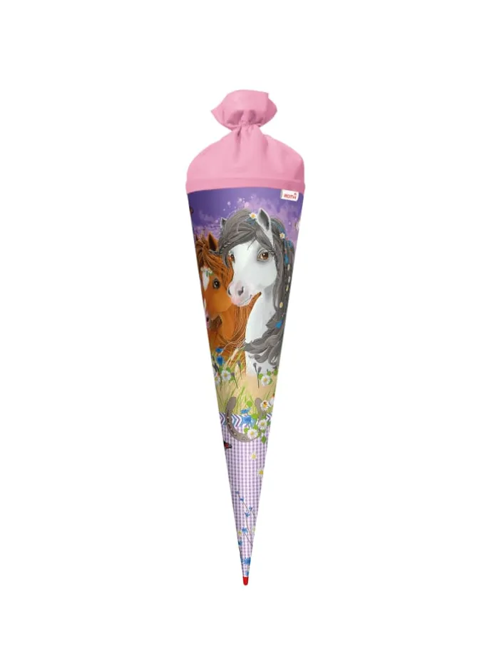 Schultüte groß Blumenpferde 70 cm in Lila