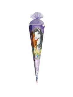 Schultüte groß Blumenpferde 85 cm in Lila