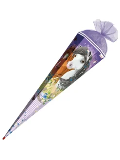 Schultüte groß Blumenpferde 85 cm in Lila