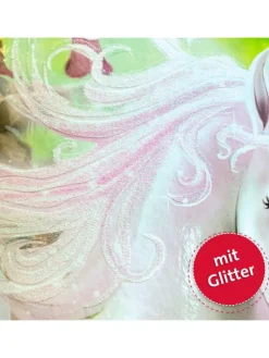 Schultüte groß Einhorn mit Fohlen 70 cm, Glitter in Lila