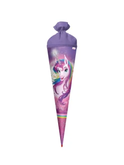 Schultüte groß Einhornportrait 70 cm, Glitter in Rosa