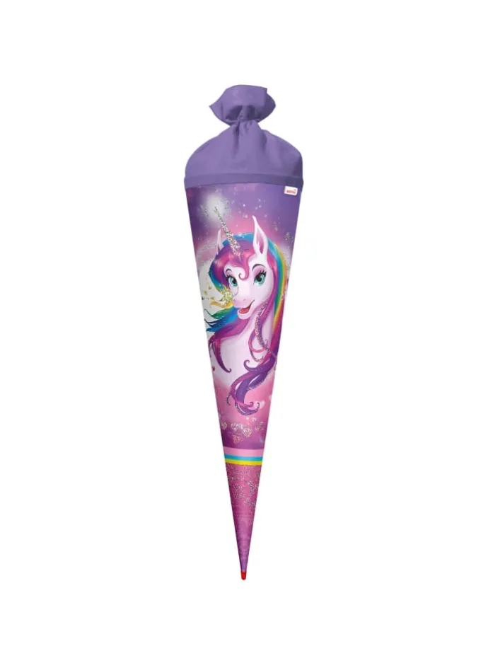 Schultüte groß Einhornportrait 70 cm, Glitter in Rosa